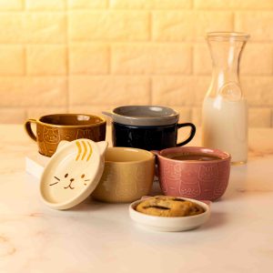 Taza Con Plato Cerámica Con Diseño De Gato Gatito