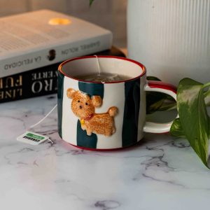 Taza De Cerámica Con Diseño De Perrito Relieve